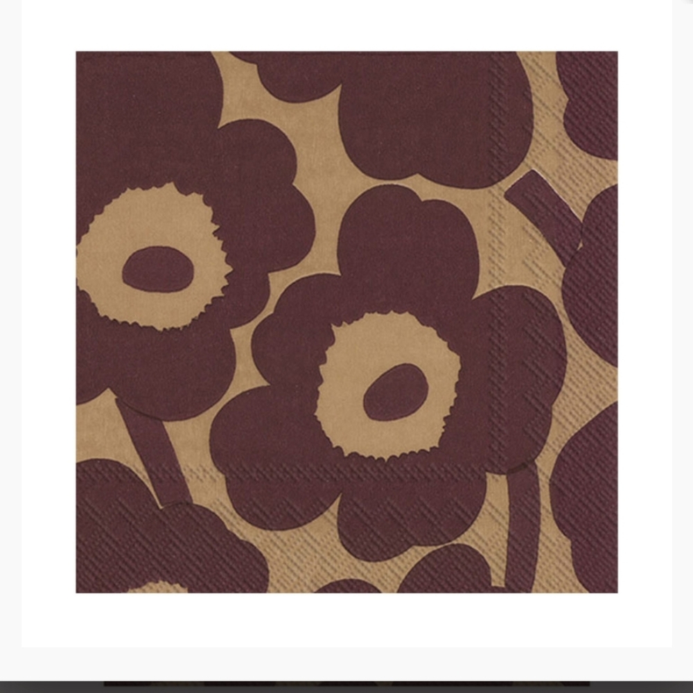 Marimekko Unikko Burgundy/Brown Large Lunch Napkins